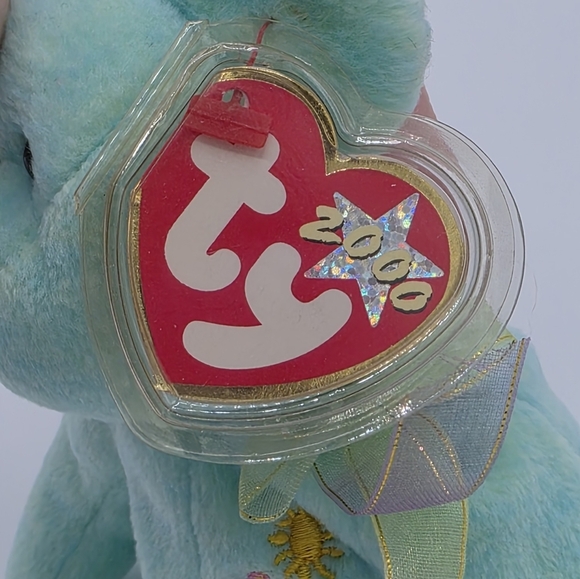 Vintage 2000 TY Beanie Babies Ariel Green AIDS Memory Teddy Bear - Picture 7 of 8